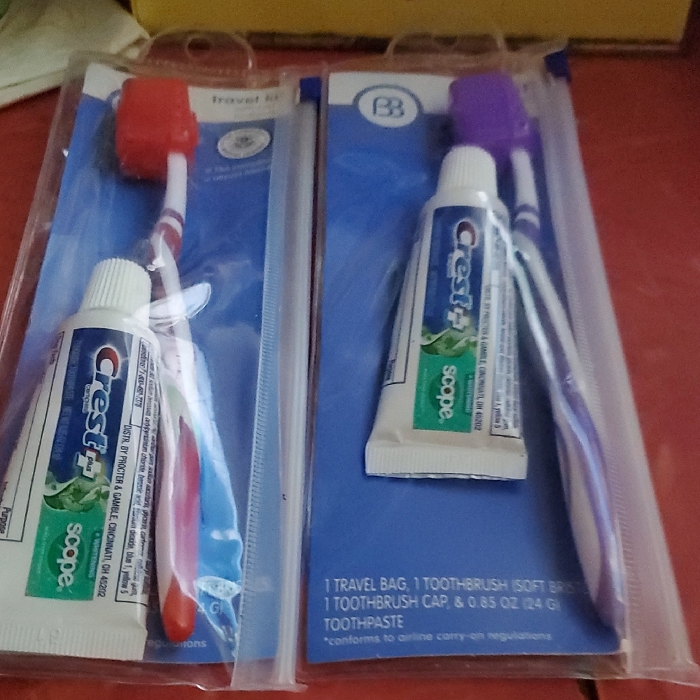 Crest Red and Purple Travel Dental Kit